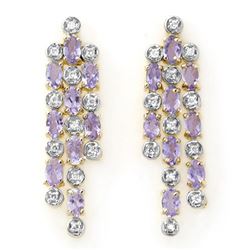 4.08 CTW Tanzanite & Diamond Earrings 14K Yellow Gold - REF-118K2W - 13829