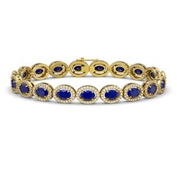 15.2 CTW Sapphire & Diamond Bracelet Yellow Gold 10K Yellow Gold - REF-244K2W - 40459