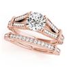 Image 1 : 1.16 CTW Certified VS/SI Diamond Solitaire 2Pc Wedding Set Antique 14K Rose Gold - REF-222M2F - 3146