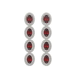 6.2 CTW Garnet & Diamond Earrings White Gold 10K White Gold - REF-102M5F - 40547