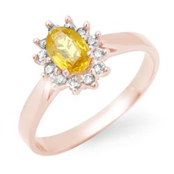 0.83 CTW Yellow Sapphire & Diamond Ring 18K Rose Gold - REF-39N6A - 14385