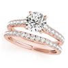 Image 1 : 1.61 CTW Certified VS/SI Diamond Solitaire 2Pc Wedding Set 14K Rose Gold - REF-225N6A - 31701