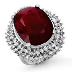 31.12 CTW Ruby & Diamond Ring 18K White Gold - REF-353X3R - 14318