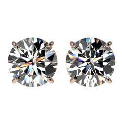 3 CTW Certified H-SI/I Quality Diamond Solitaire Stud Earrings 10K Rose Gold - REF-645W2H - 33121