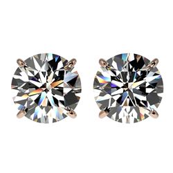 3 CTW Certified H-SI/I Quality Diamond Solitaire Stud Earrings 10K Rose Gold - REF-645W2H - 33121