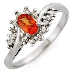 0.55 CTW Orange Sapphire & Diamond Ring 18K White Gold - REF-38F5N - 10102