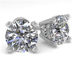 2.0 CTW VS/SI Diamond Stud Designer Earrings 18K White Gold - REF-538X3R - 32301