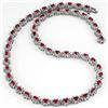 Image 2 : 27.10 CTW Ruby & Diamond Necklace 18K White Gold - REF-976N7A - 13166