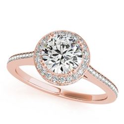 1.55 CTW Certified VS/SI Diamond Solitaire Halo Ring 18K Rose Gold - REF-412A5V - 26366