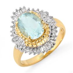 2.48 CTW Aquamarine & Diamond Ring 14K Yellow Gold - REF-63R3K - 11123