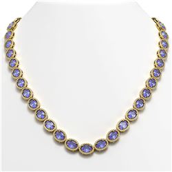 48.65 CTW Tanzanite & Diamond Necklace Yellow Gold 10K Yellow Gold - REF-797R3K - 40564