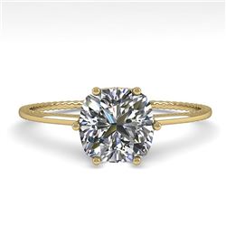 1.0 CTW VS/SI Cushion Diamond Solitaire Engagement Ring Size 7 18K Yellow Gold - REF-287R4K - 35899