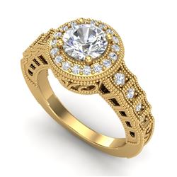 1.53 CTW VS/SI Diamond Art Deco Ring 18K Yellow Gold - REF-454H5M - 36961