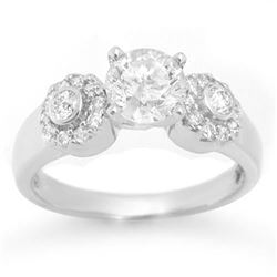 1.38 CTW Certified VS/SI Diamond Ring 18K White Gold - REF-363H8M - 11359