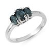 1.0 CTW Blue Sapphire Ring 18K White Gold - REF-40R9K - 13565