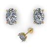 Image 2 : 1.0 CTW Oval Cut VS/SI Diamond Stud Designer Earrings 14K Yellow Gold - REF-148Y5X - 38360