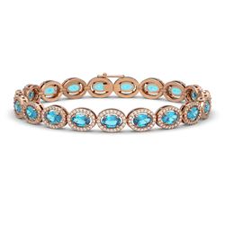 14.82 CTW Swiss Topaz & Diamond Bracelet Rose Gold 10K Rose Gold - REF-230V4Y - 40485