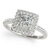 1.50 CTW Certified VS/SI Princess Diamond Solitaire Halo Ring 18K White Gold - REF-381M8F - 27144