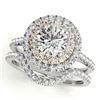 1.70 CTW Certified VS/SI Diamond 2Pc Set Solitaire Halo 14K White & Yellow Gold - REF-400A2V - 30689