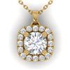 1.01 CTW Certified VS/SI Diamond Stud Halo Necklace 14K Yellow Gold - REF-178F2N - 30425