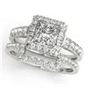 2.02 CTW Certified VS/SI Princess Diamond 2Pc Set Solitaire Halo 14K White Gold - REF-463K3W - 31394