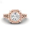 Image 2 : 1 CTW VS/SI Diamond Solitaire Art Deco Ring 18K Rose Gold - REF-318M3F - 36873