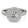 0.85 CTW Certified VS/SI Diamond Solitaire Halo Ring 18K White Gold - REF-104F2N - 26455