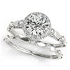 0.86 CTW Certified VS/SI Diamond 2Pc Wedding Set Solitaire Halo 14K White Gold - REF-123W6H - 30855