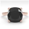 6.0 CTW Cushion Black Diamond Engagement Designer Ring Size 7 14K Rose Gold - REF-142W2H - 38487