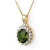 3.45 CTW Green Tourmaline & Diamond Necklace 14K Yellow Gold - REF-78W5H - 11139