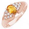 0.90 CTW Yellow Sapphire & Diamond Ring 14K Rose Gold - REF-43K6W - 10024
