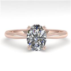 1 CTW Oval Cut VS/SI Diamond Engagement Designer Ring 18K Rose Gold - REF-280F3N - 32405