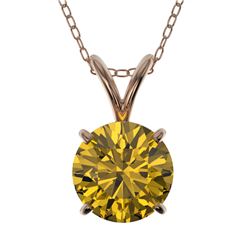 1.21 CTW Certified Intense Yellow SI Diamond Solitaire Necklace 10K Rose Gold - REF-240A2V - 36793