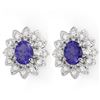 3.70 CTW Tanzanite & Diamond Earrings 14K White Gold - REF-108N7A - 14043