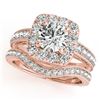 1.30 CTW Certified VS/SI Diamond 2Pc Wedding Set Solitaire Halo 14K Rose Gold - REF-161M3F - 30976