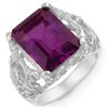 8.03 CTW Amethyst & Diamond Ring 10K White Gold - REF-42R9K - 10915