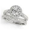 1.79 CTW Certified VS/SI Diamond 2Pc Wedding Set Solitaire Halo 14K White Gold - REF-396Y5X - 30831