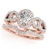 1.55 CTW Certified VS/SI Diamond 2Pc Wedding Set Solitaire Halo 14K Rose Gold - REF-389N3A - 31083