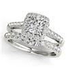 1.74 CTW Certified VS/SI Cushion Diamond 2Pc Set Solitaire Halo 14K White Gold - REF-464N4A - 31337