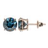 Image 2 : 2.56 CTW Certified Intense Blue SI Diamond Solitaire Stud Earrings 10K Rose Gold - REF-315M2F - 3668