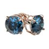 Image 4 : 2.56 CTW Certified Intense Blue SI Diamond Solitaire Stud Earrings 10K Rose Gold - REF-315M2F - 3668