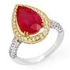 Image 1 : 6.25 CTW Ruby & Diamond Ring 14K 2-Tone Gold - REF-158W2H - 10692