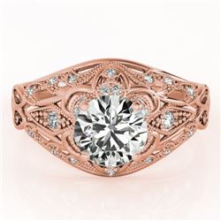 1.36 CTW Certified VS/SI Diamond Solitaire Antique Ring 18K Rose Gold - REF-392K2W - 27340