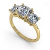 Image 2 : 2.0 CTW Cushion Cut VS/SI Diamond 3 Stone Designer Ring 14K Yellow Gold - REF-395Y7X - 38504