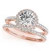 Image 1 : 2.41 CTW Certified VS/SI Diamond 2Pc Wedding Set Solitaire Halo 14K Rose Gold - REF-622M5F - 30931