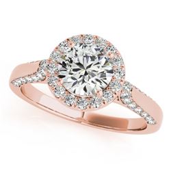 1.50 CTW Certified VS/SI Diamond Solitaire Halo Ring 18K Rose Gold - REF-387H5M - 26384