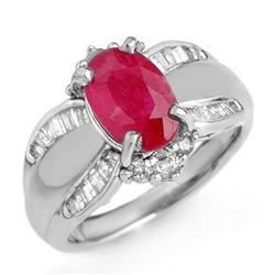 3.01 CTW Ruby & Diamond Ring 18K White Gold - REF-105A5V - 12834