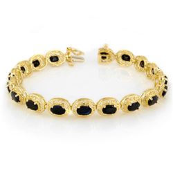 12.0 CTW Blue Sapphire Bracelet 10K Yellow Gold - REF-94W5H - 11760