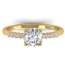 0.93 CTW Certified VS/SI Diamond Solitaire Art Deco Ring 14K Yellow Gold - REF-171H3M - 30458