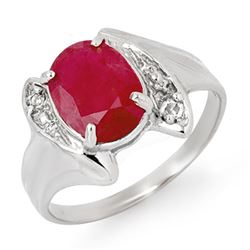 3.12 CTW Ruby & Diamond Ring 18K White Gold - REF-50W9H - 14058